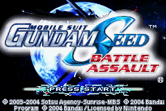 Mobile Suit Gundam Seed Battle Assault title screen for GameBoy Advance